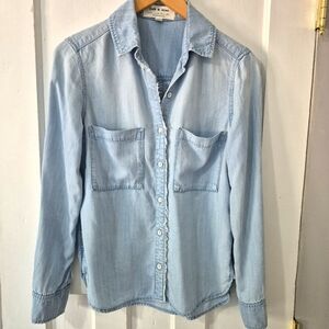 Anthropologie Cloth & Stone Chambray Relaxed Button-Up Shirt Sz XS